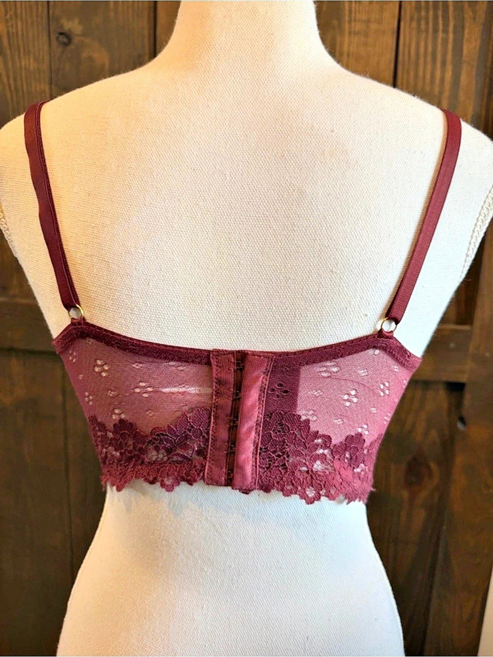 Daisy Fuentes DF827 Lace Bustier Bra in Burgundy 36B Like New - Picture 4 of 8